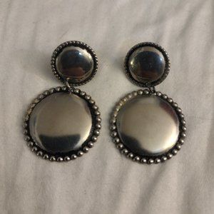 silver vintage antique round circular earrings drop minimalist cottagecore cute